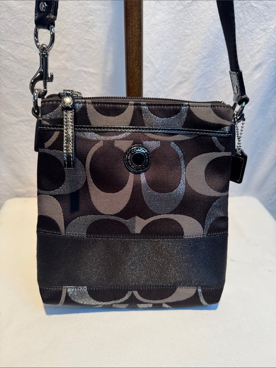 Coach Handbags - Coach Black and Gray Signature Jacquard Crossbody